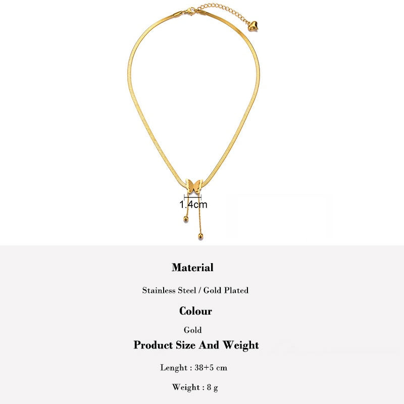 Sleek Butterfly Dangle Necklace