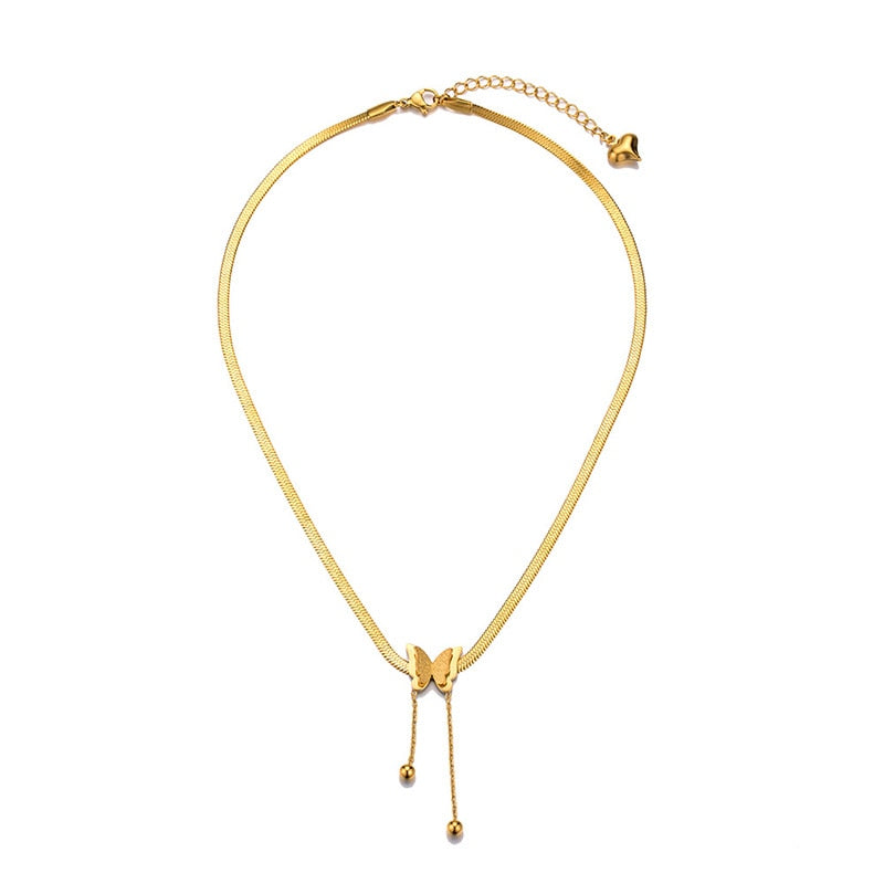 Sleek Butterfly Dangle Necklace
