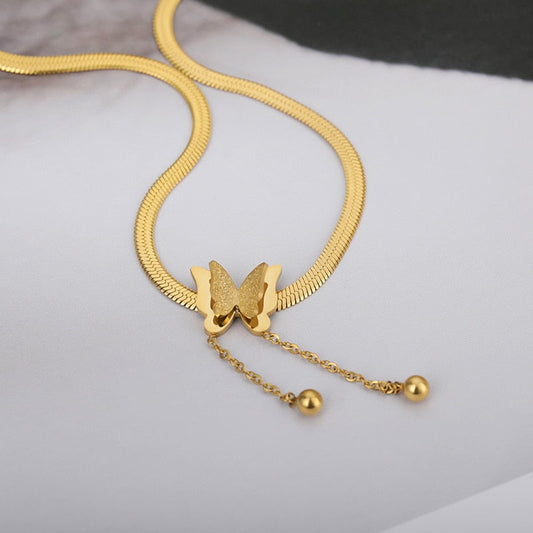 Sleek Butterfly Dangle Necklace